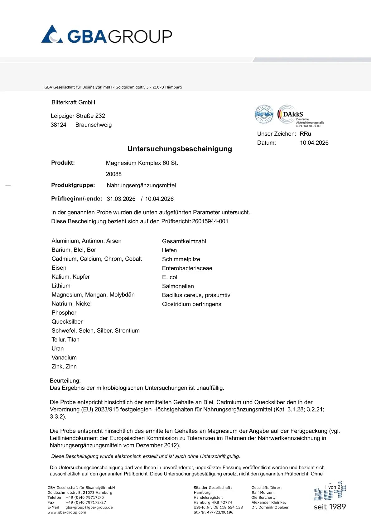 BitterKraft Magnesium-Komplex – 3er-Sparpaket