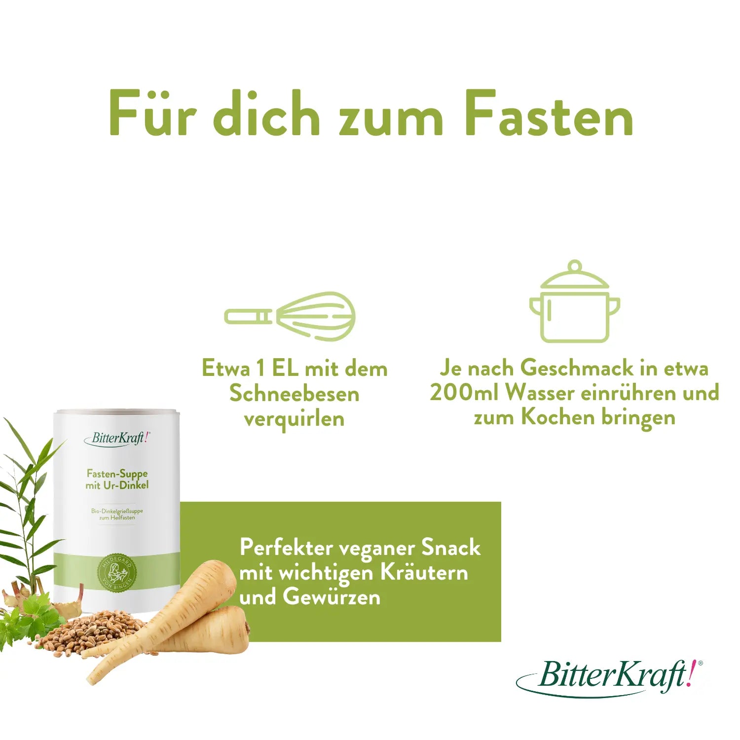 Fasten-Suppe mit Ur-Dinkel (BIO) Bitterkraft GmbH - Bitterkraft