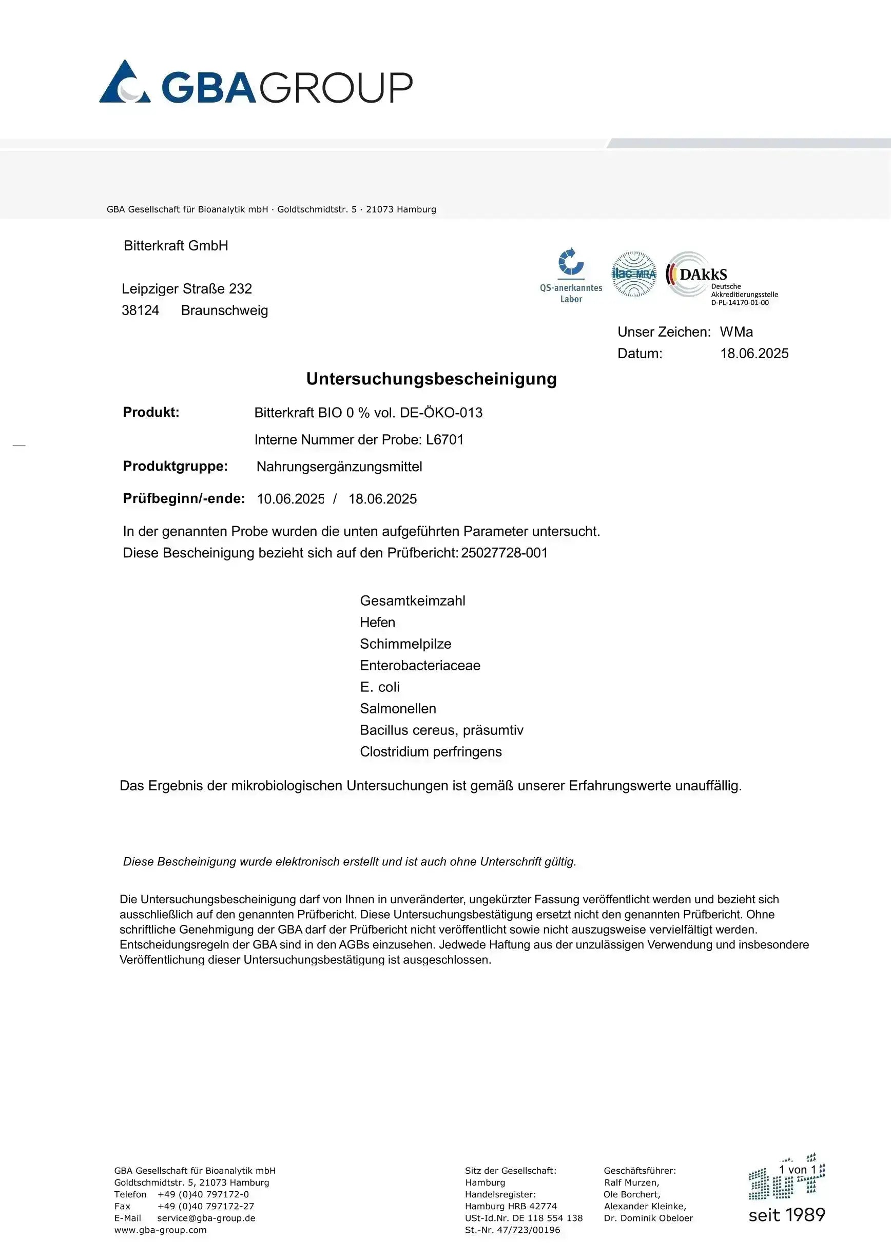 BitterKraft! Original Alkoholfrei 50ml Pipette (BIO)