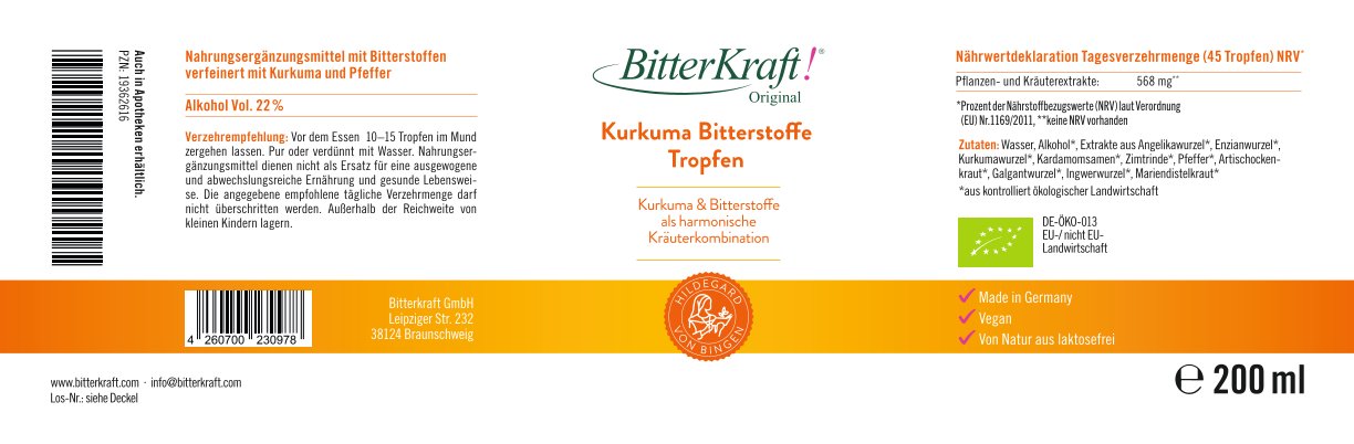 BitterKraft! Original Kurkuma Tropfen (BIO) 200ml