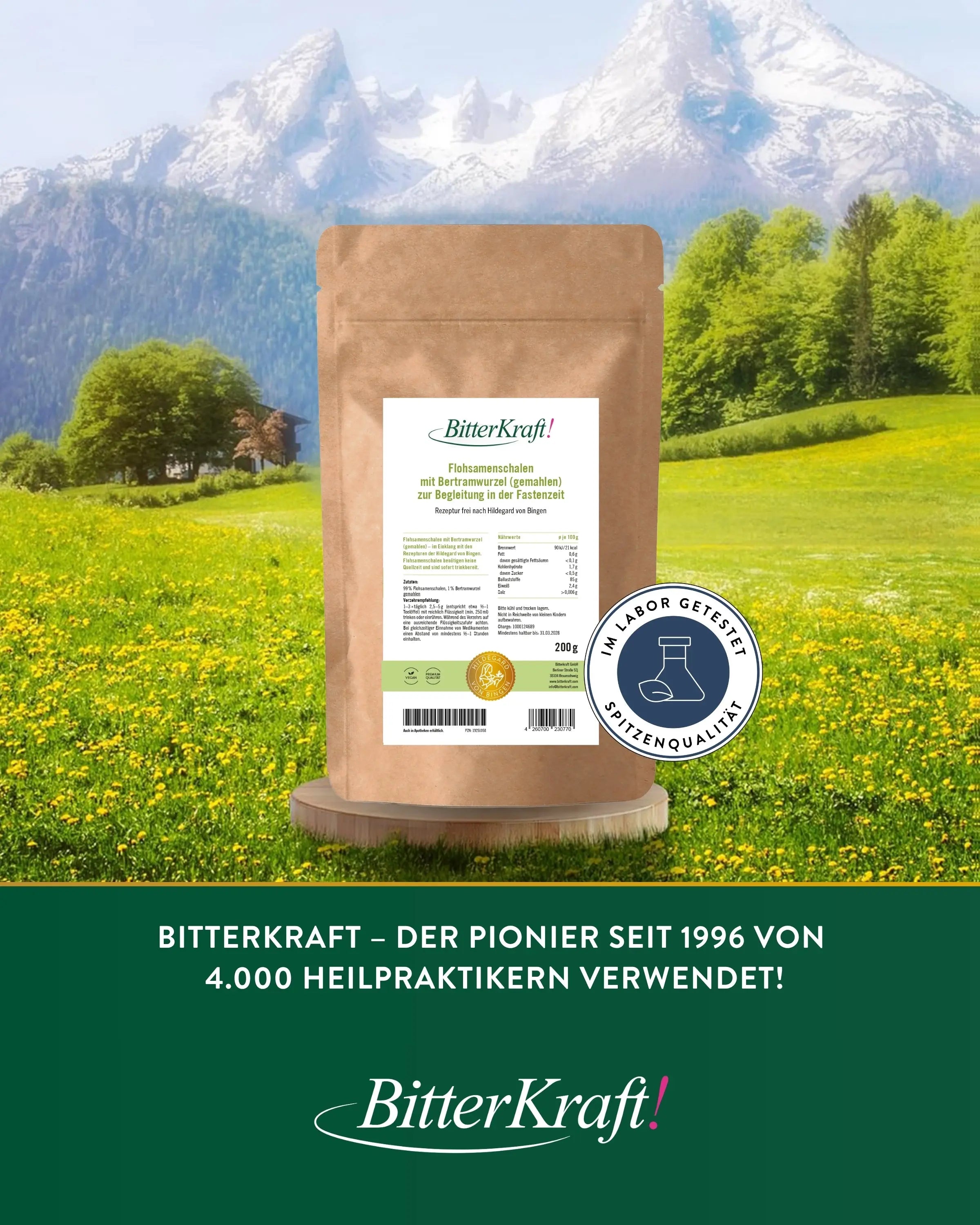 Flohsamenschalen mit 1% Bertramwurzel Geburtstagspaket