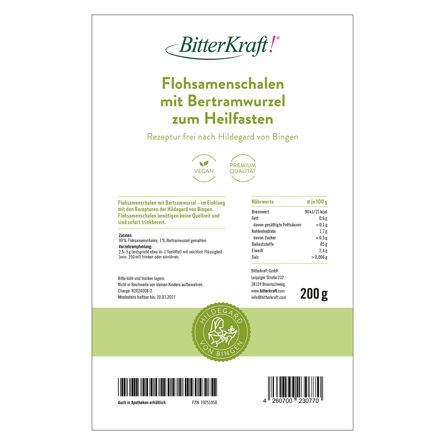 Flohsamenschalen mit 1% Bertramwurzel