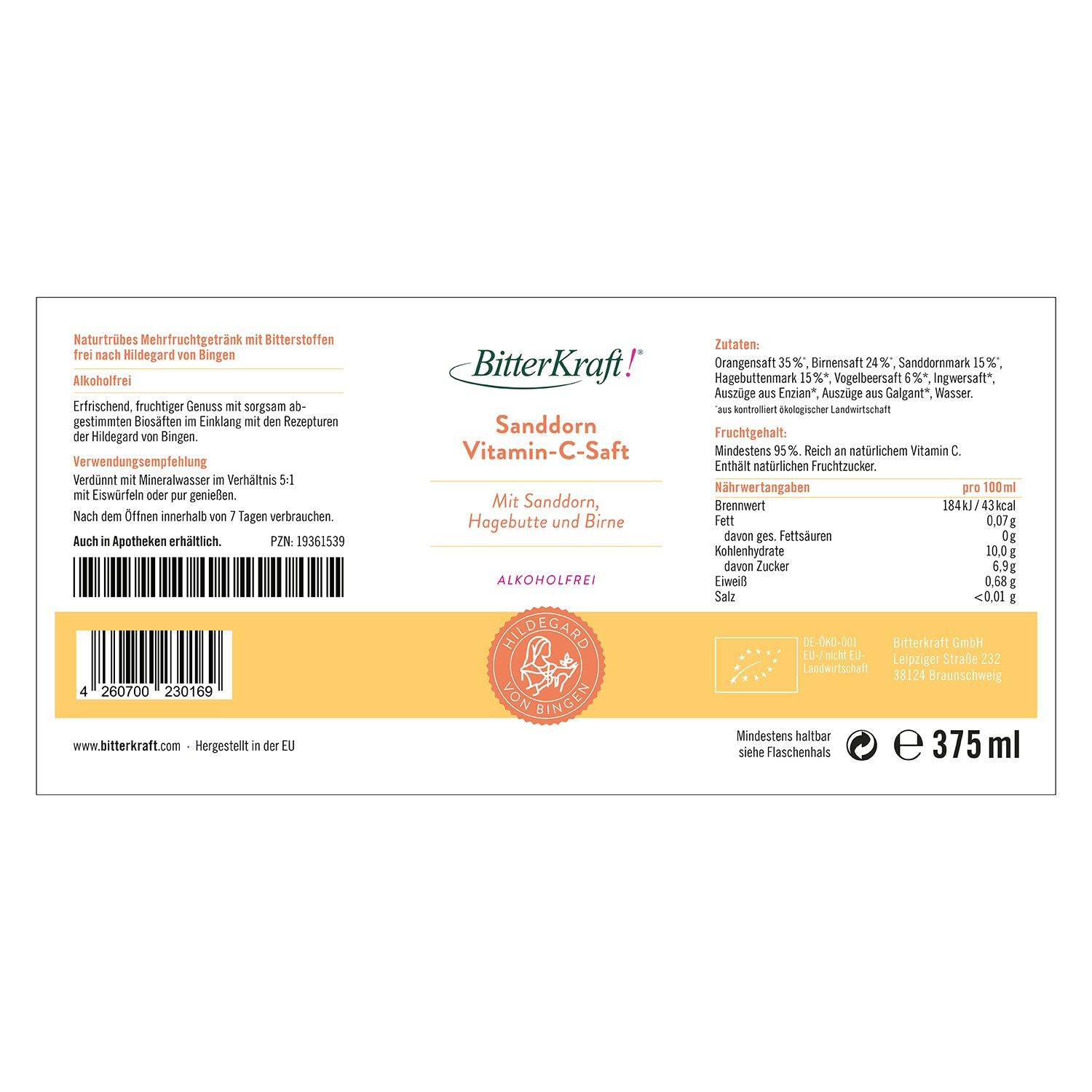 Sanddorn Vitamin-C-Saft (BIO) 350ml