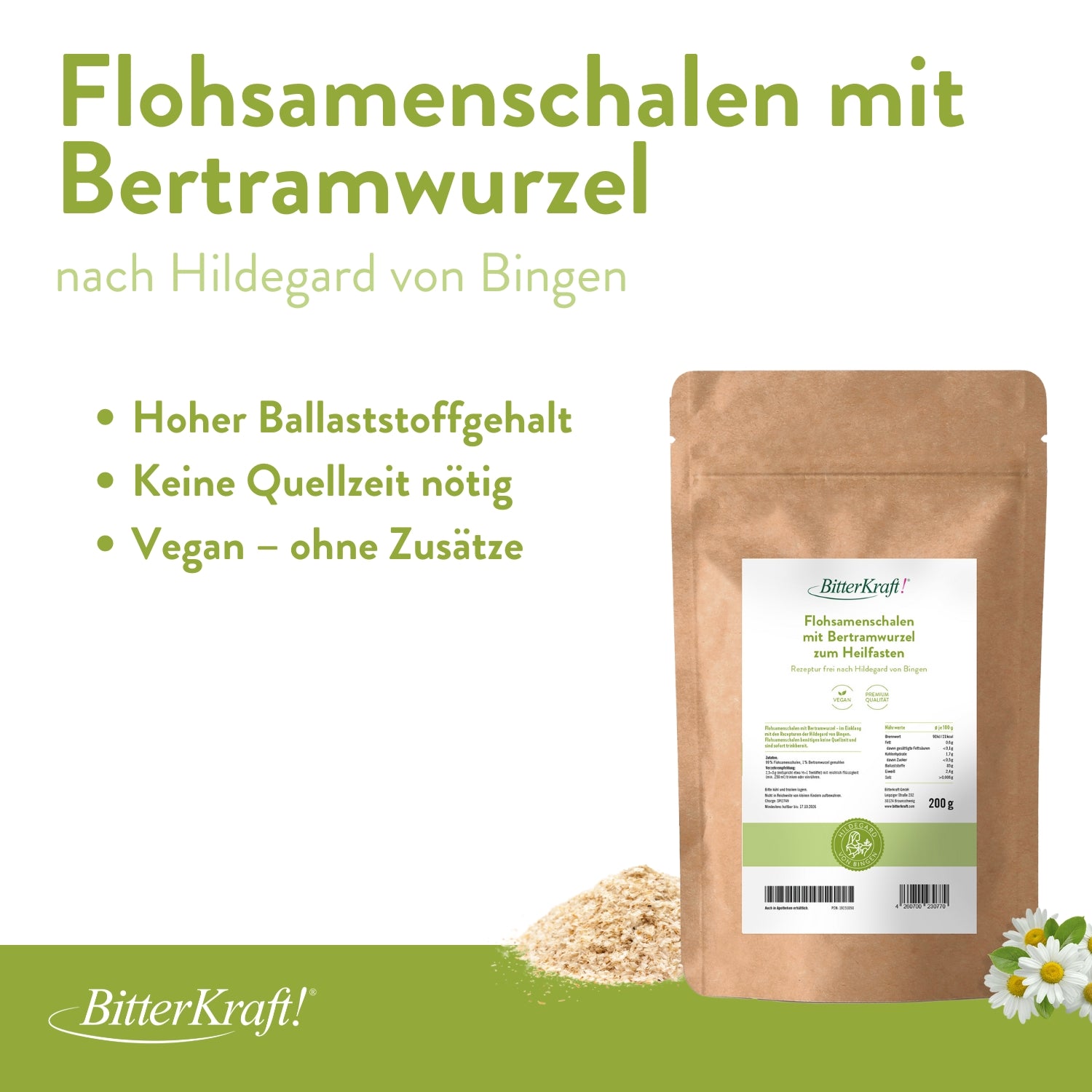 Flohsamenschalen mit 1% Bertramwurzel