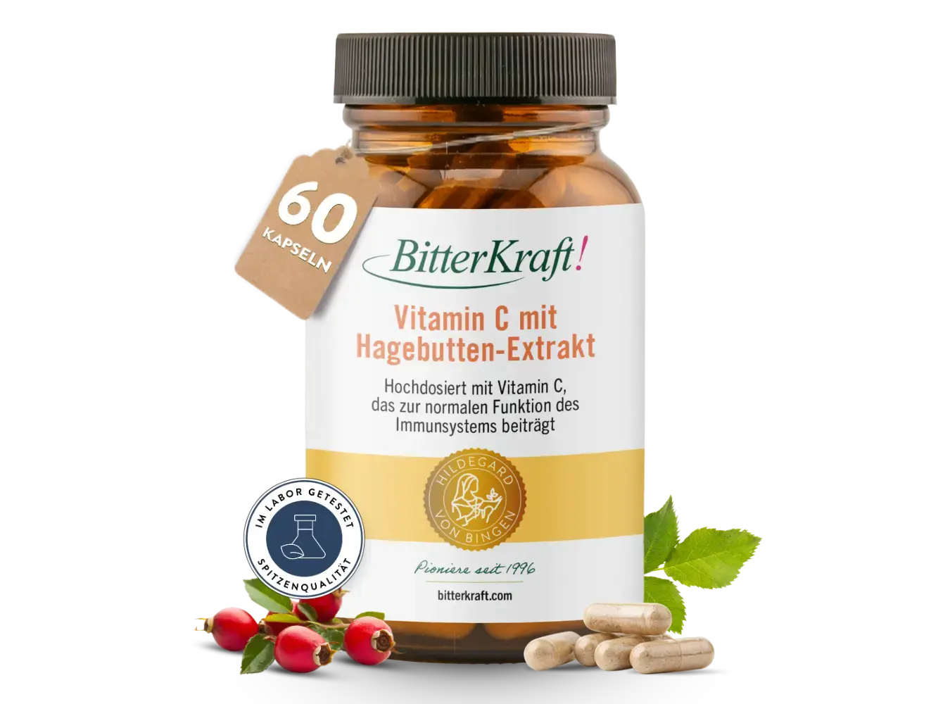 Bitterkraft! Vitamin C mit Hagebutten-Extrakt 30 Kapseln