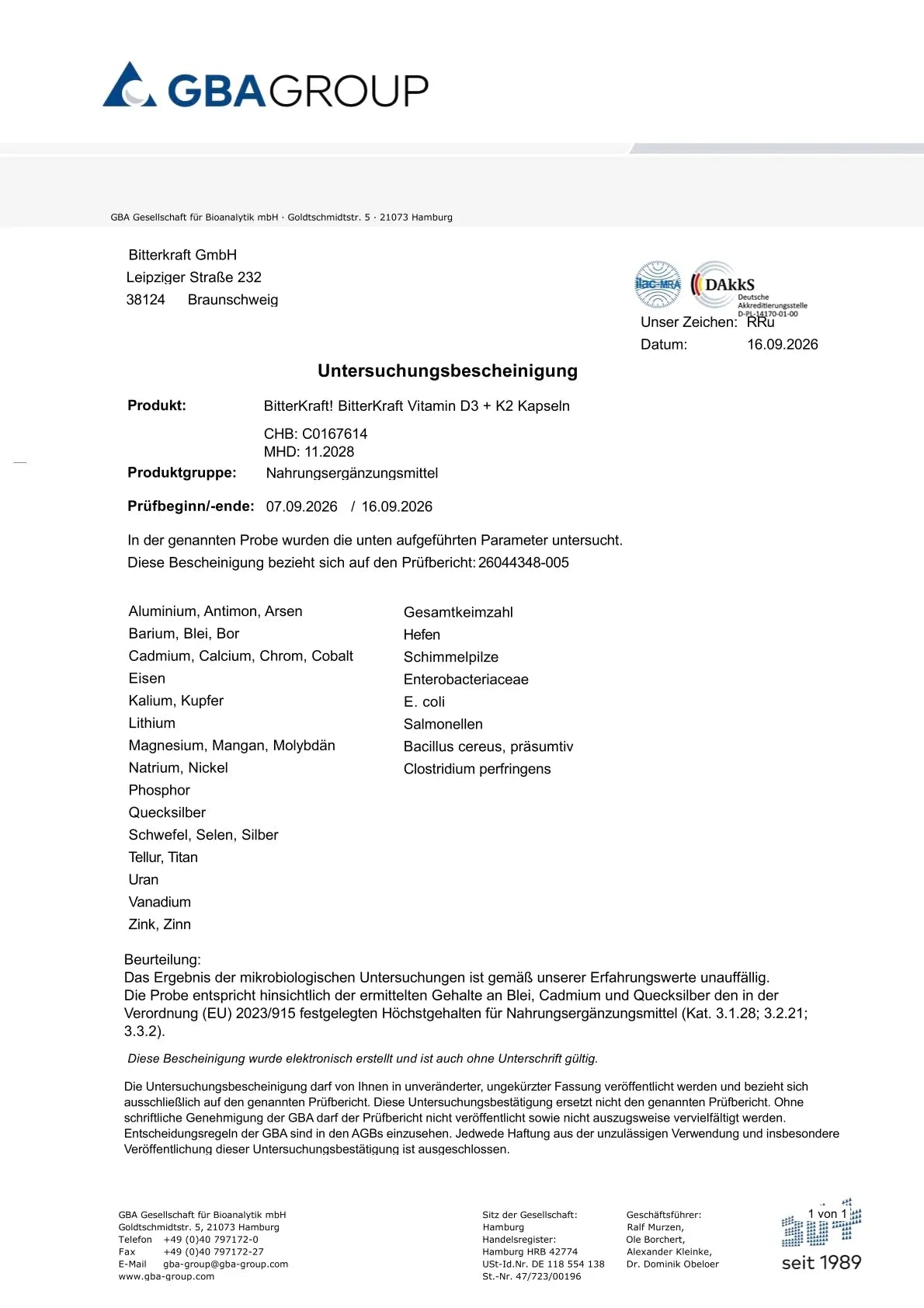 Bitterkraft Vitamin D3 und K2 Kapseln