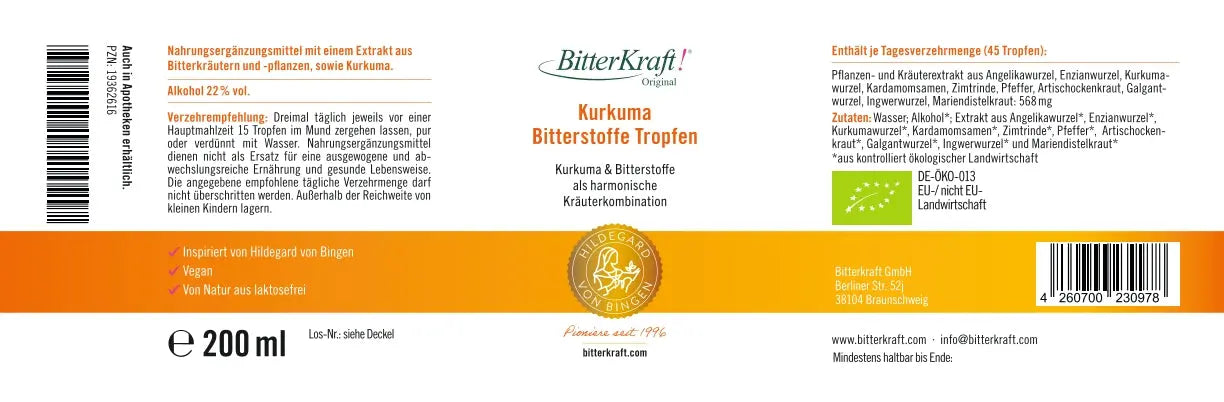 BitterKraft! Original Kurkuma Tropfen (BIO) 200ml
