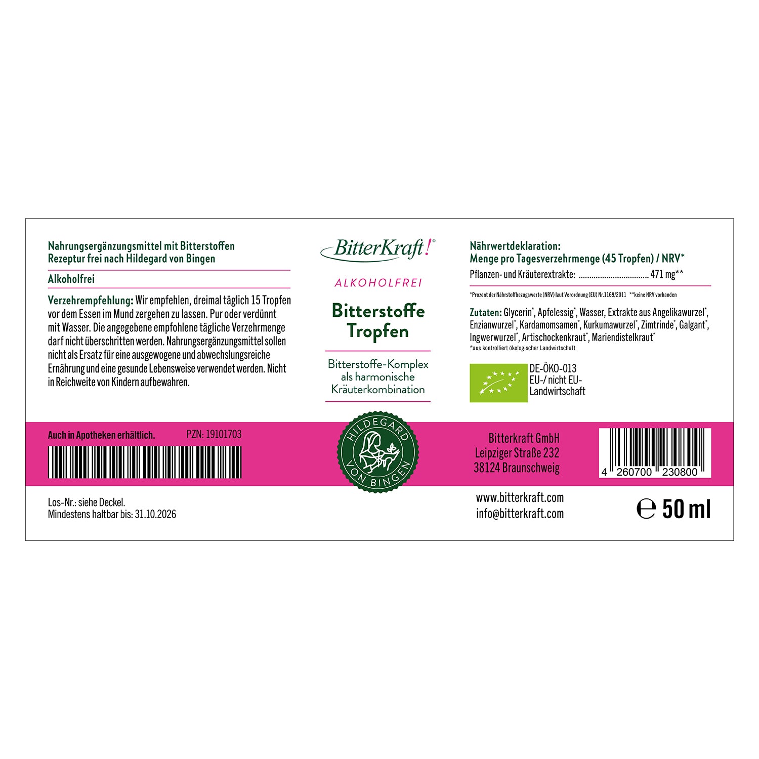 BitterKraft! Original Alkoholfrei 50ml Pipette (BIO)